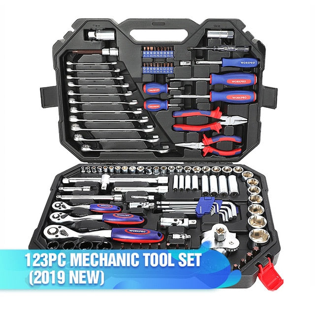 WORKPRO 123PC Tool Set Hand Tools for Car Repair Ratchet Spanner Wrench  Socket Set Professional Car Repair Tool Kits