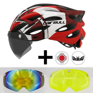 Cairbull Ultralight Cycling Helmet With Removable Visor Goggles Bike Taillight Intergrally-molded Mountain Road MTB Helmets 230g