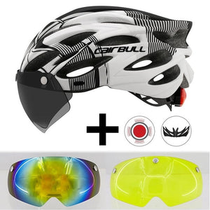 Cairbull Ultralight Cycling Helmet With Removable Visor Goggles Bike Taillight Intergrally-molded Mountain Road MTB Helmets 230g